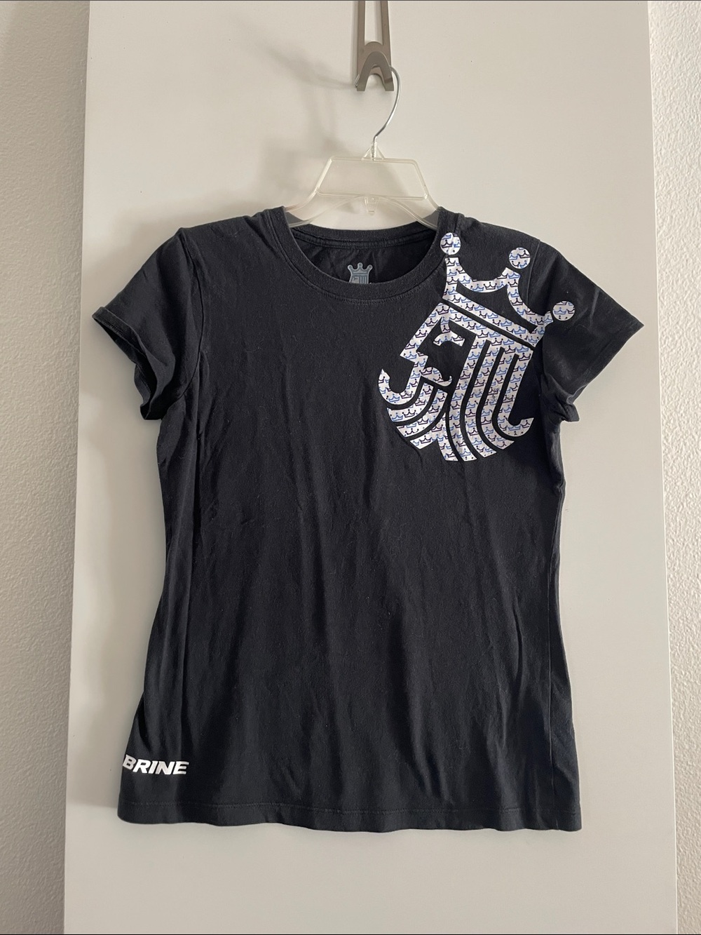 VTG: BRINE Black COTTON Fitted Crew Neck T Shirt Top King Logo